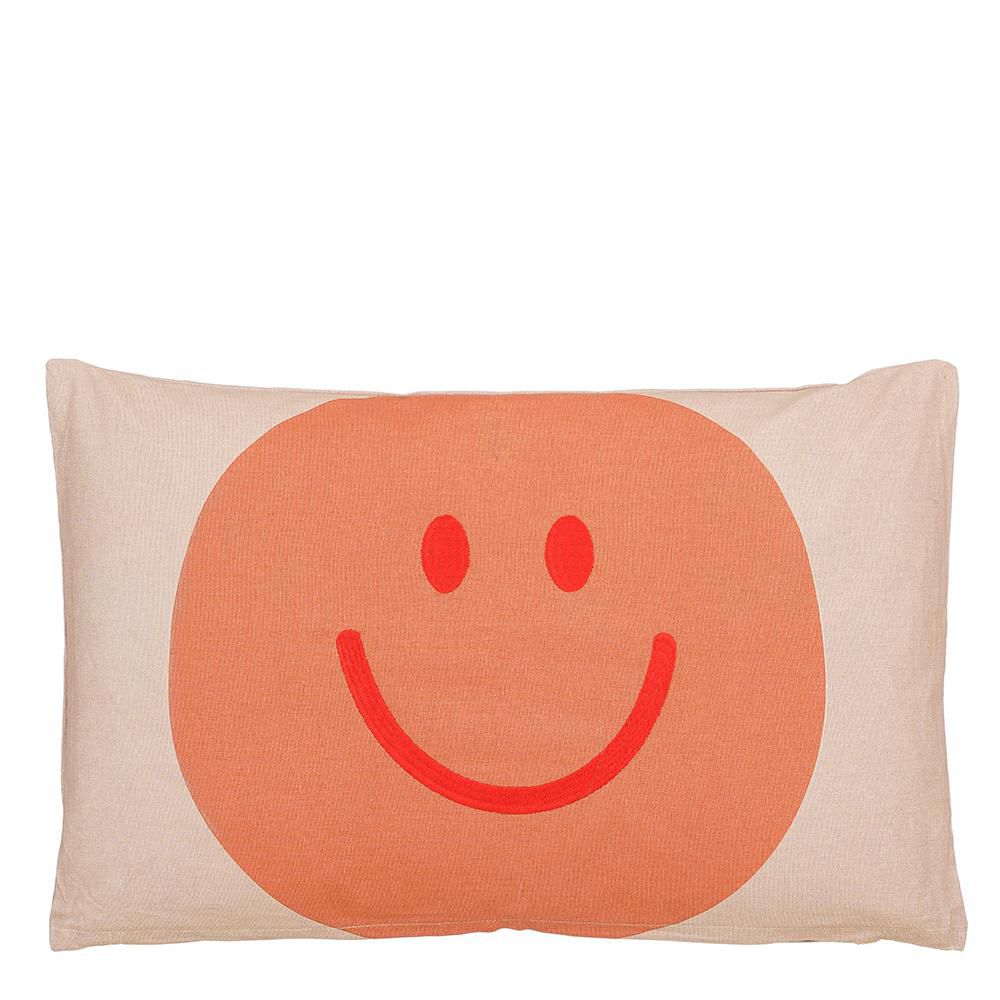 CUSCINO 55X35 CM H.10 CM -SMILE- ROSA/ARANCIONE