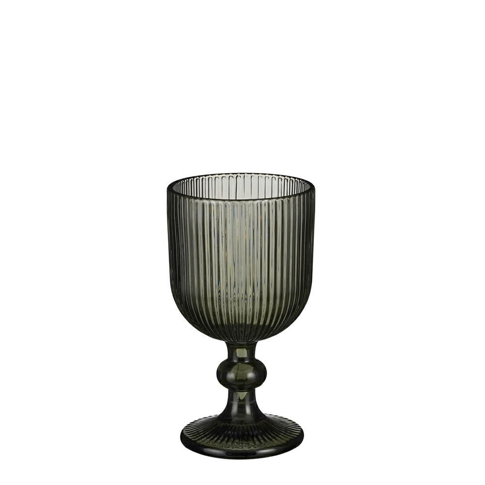 SET 6 BICCHIERI VETRO DA VINO C/BASE -MERLOT- D.8H.14,5CM GRIGIO