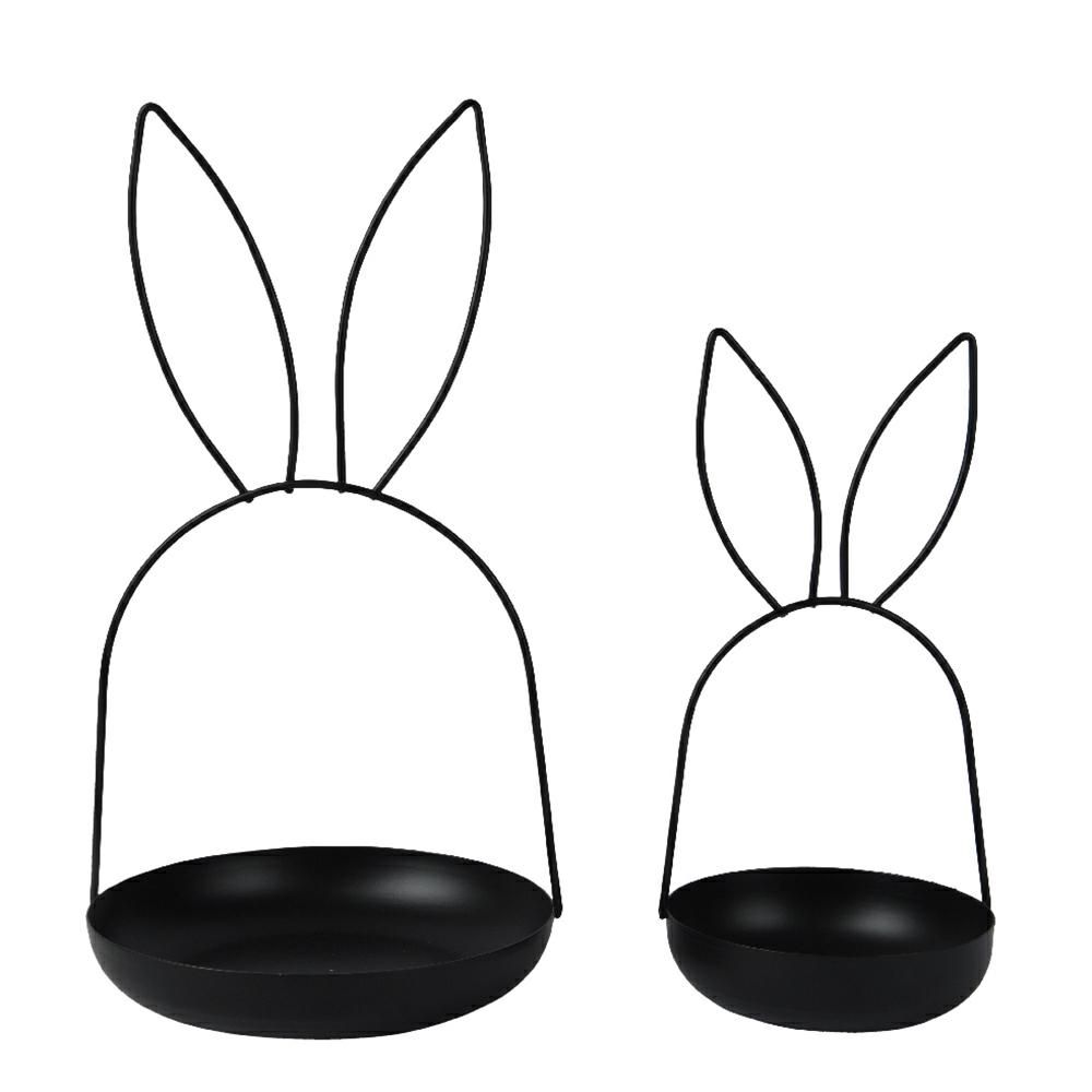 SET 2 PORTAPIANTE CONIGLIO FERRO D.16,5 CM H.32 CM NERO