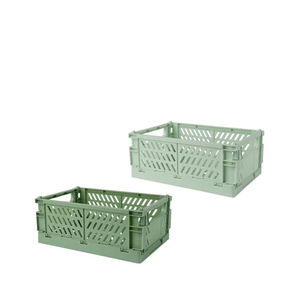 SET 2 CASSETTE POLY 35X23,5 CM H.13,8 CM VERDE CHIARO E SCURO