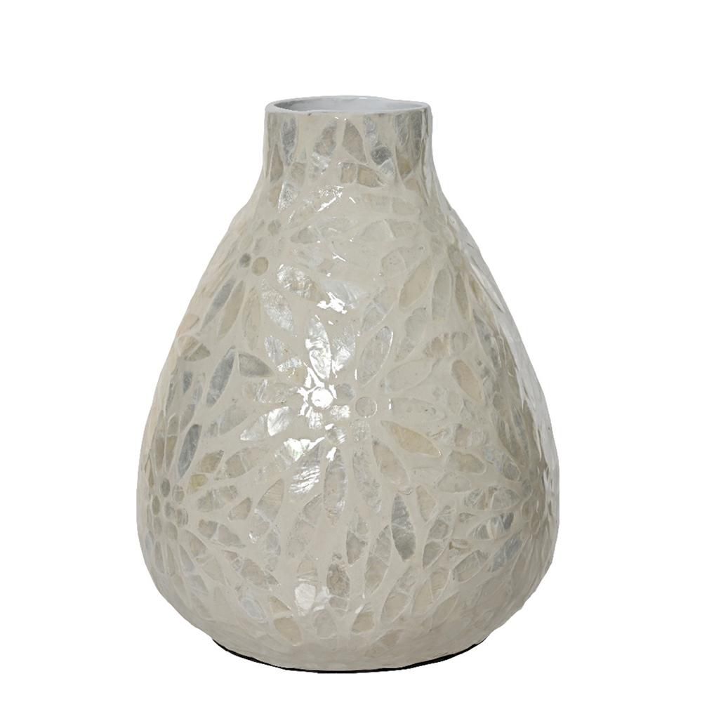 VASO CAPIZ C/FIORI D.17CM H.20 CM -CAPIZ YES- BIANCO