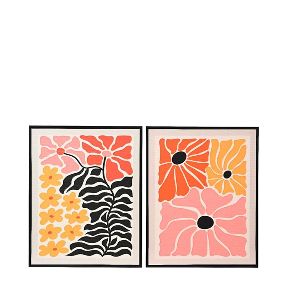 SET 2 QUADRI CANVAS 3D 40X50 NERO/ARANCIONE/GIALLO/ROSA