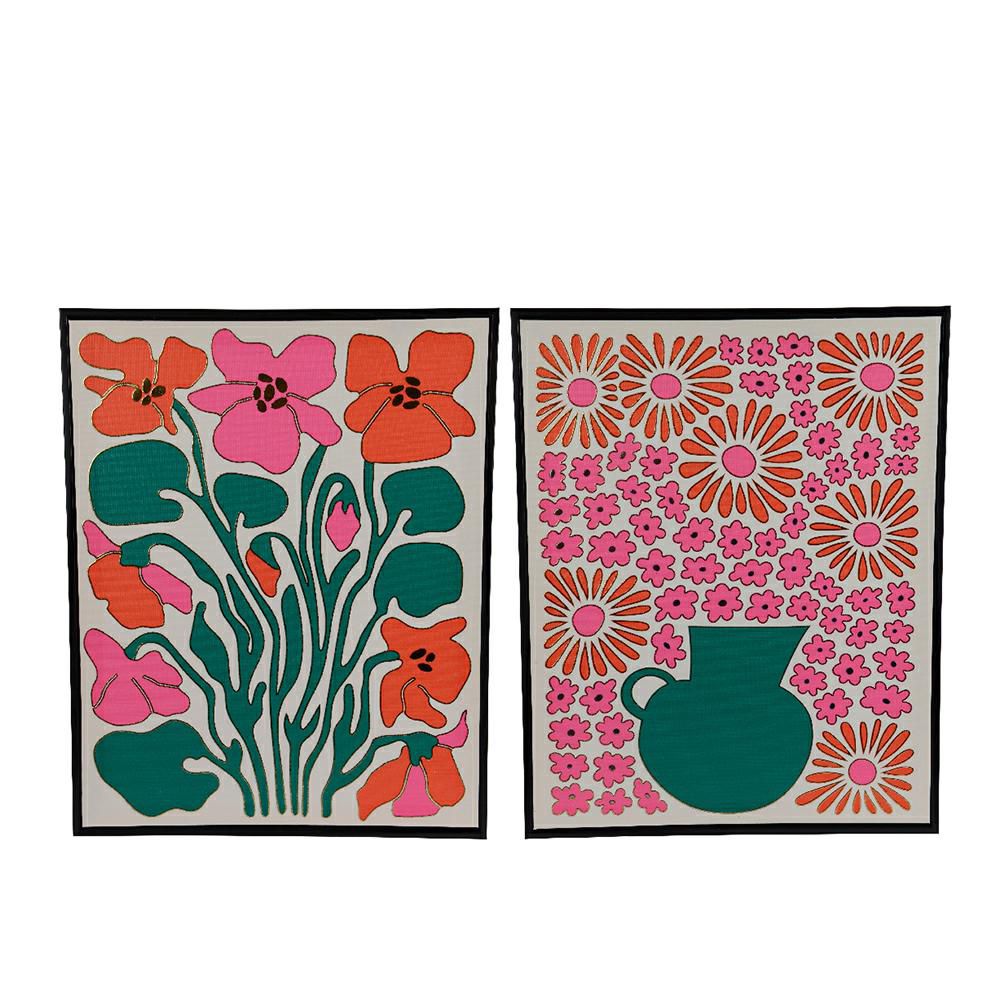 SET 2 QUADRI CANVAS 3D 40X50 VERDE/ROSSO/FUCSIA