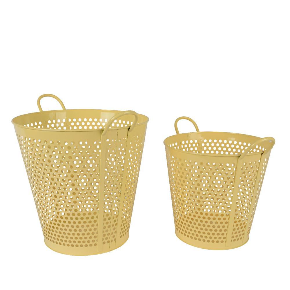 SET 2 CESTI FERRO 42,5X33,5 CM H.37 CM GIALLO