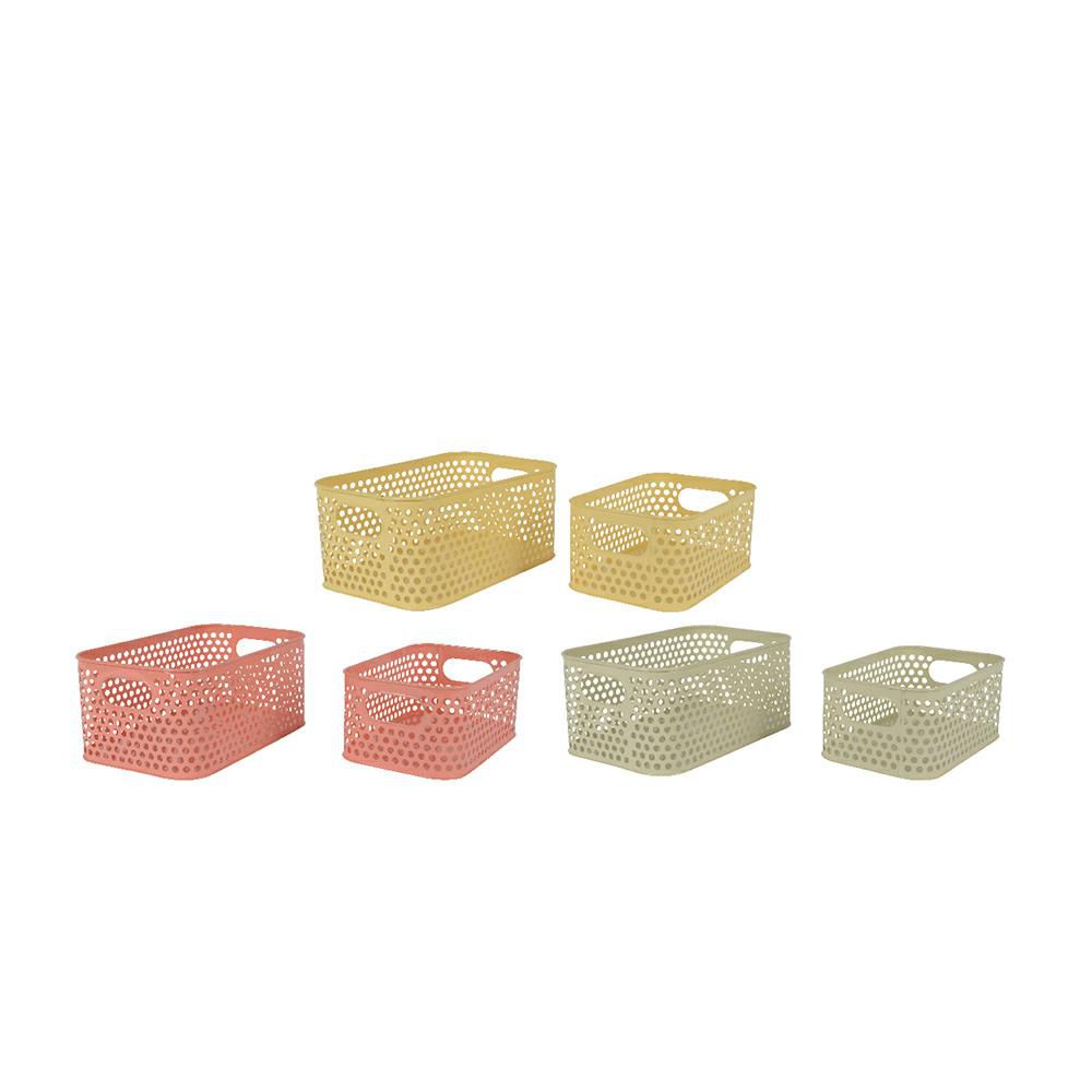SET 6 CASSETTE FERRO 29-24X20-16 H.13-11 CM PANNA/PESCA/GIALLO SET 6 CASSETTE FERRO 29-24X20-16 H.13-11 CM PANNA/PESCA/GIALLO