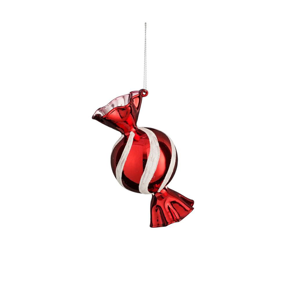 CANDY IN VETRO D/APPENDERE 16,5X6,5 CM H.12,5 CM ROSSO/BIANCO