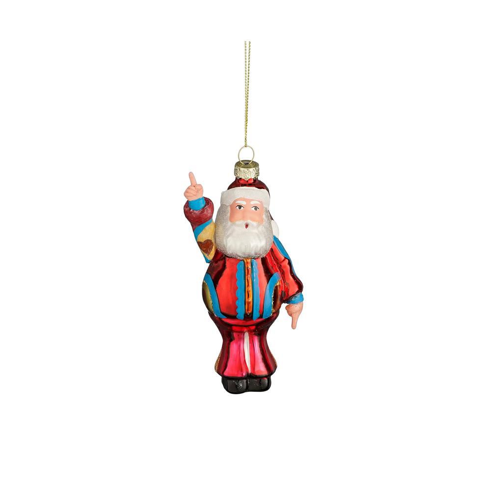 BABBO NATALE DISCO VETRO D/APPENDERE 5X4,5 H.12,5 CM MULTICOLOR