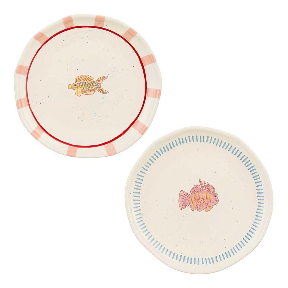 SET 2 PIATTI CERAMICA D.26,5 CM H.3 CM -ARIANE- ROSA/BLU