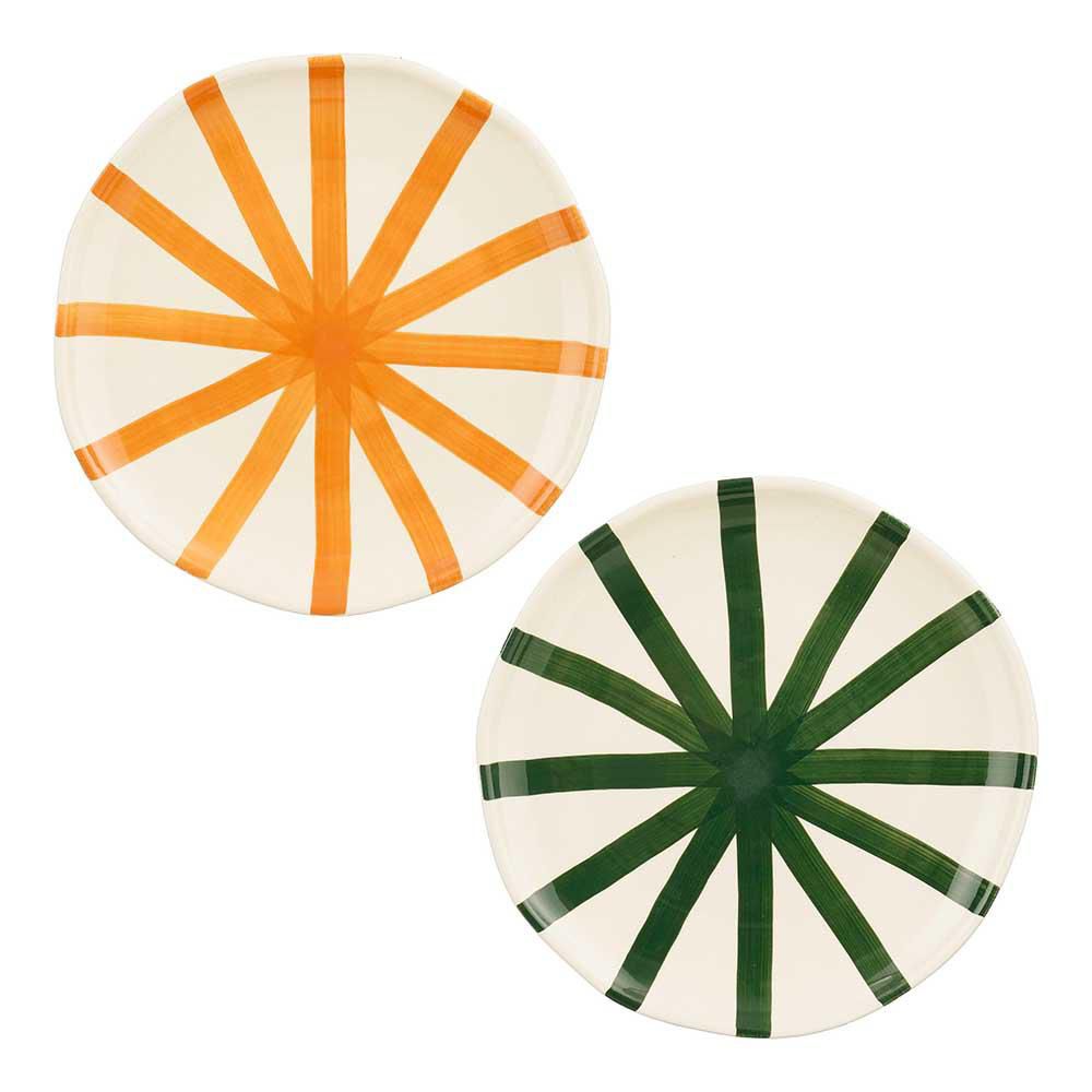 SET 2 PIATTI CERAMICA D.26,5 CM H.3 CM -BLISS- VERDE/ARANCIONE