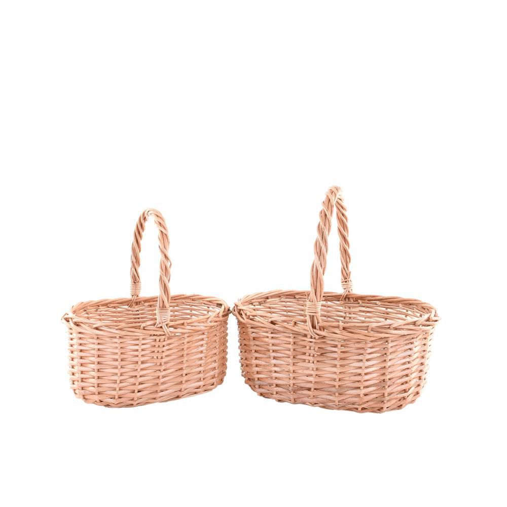 SET 2 CESTI VIMINI C/MANICO 26-26X24-19X16-14H.33-28 CM NATURALE