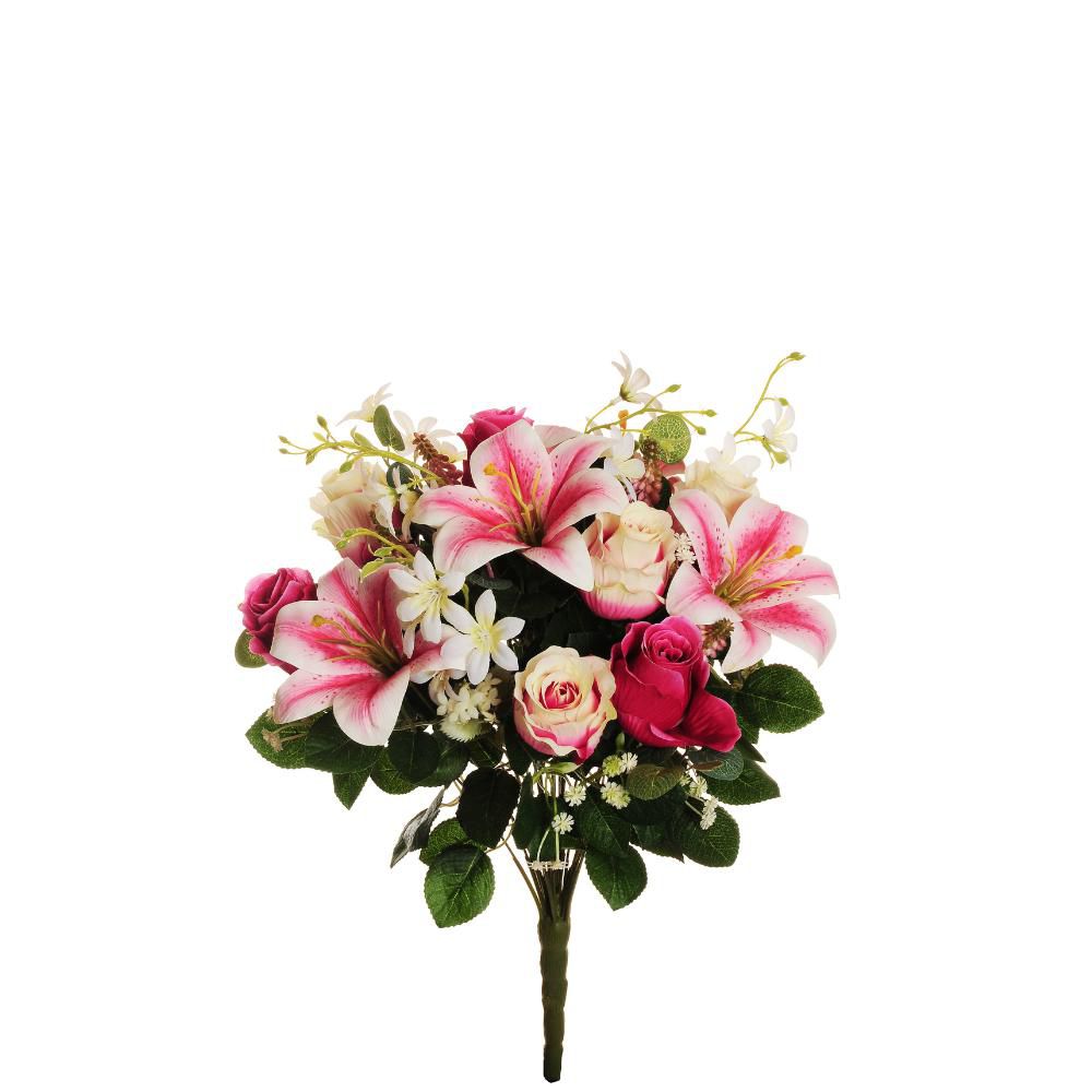 LILIUM ROSE MUSCARI EUCALYPTUS BOUQUET 23X CM.52 ROSA/BNC/FUCSIA LILIUM ROSE MUSCARI EUCALYPTUS BOUQUET 23X CM.52 ROSA/BNC/FUCSIA