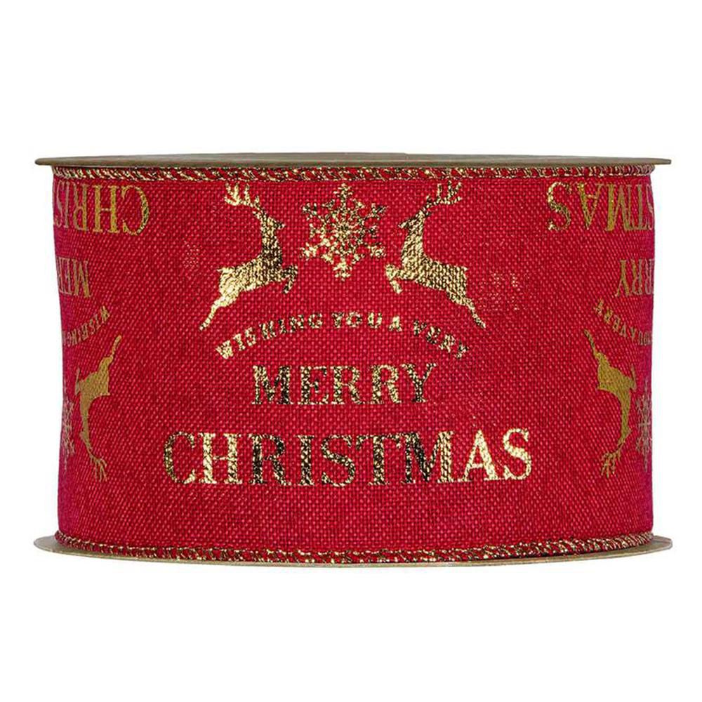 NASTRO CANVAS C/BORDO ANIMATO -MERRY XMAS- 63MM 10MT ROSSO NASTRO CANVAS C/BORDO ANIMATO -MERRY XMAS- 63MM 10MT ROSSO