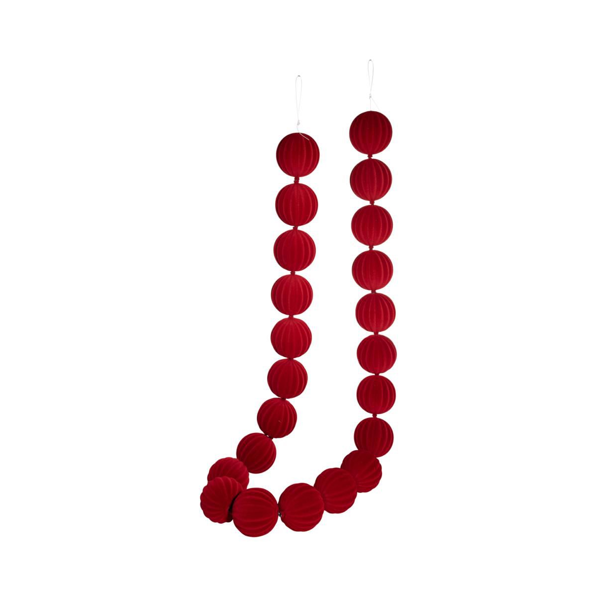 GHIRLANDA SFERE VELLUTOD.80 MM H.180 CM ROSSO GHIRLANDA SFERE VELLUTOD.80 MM H.180 CM ROSSO