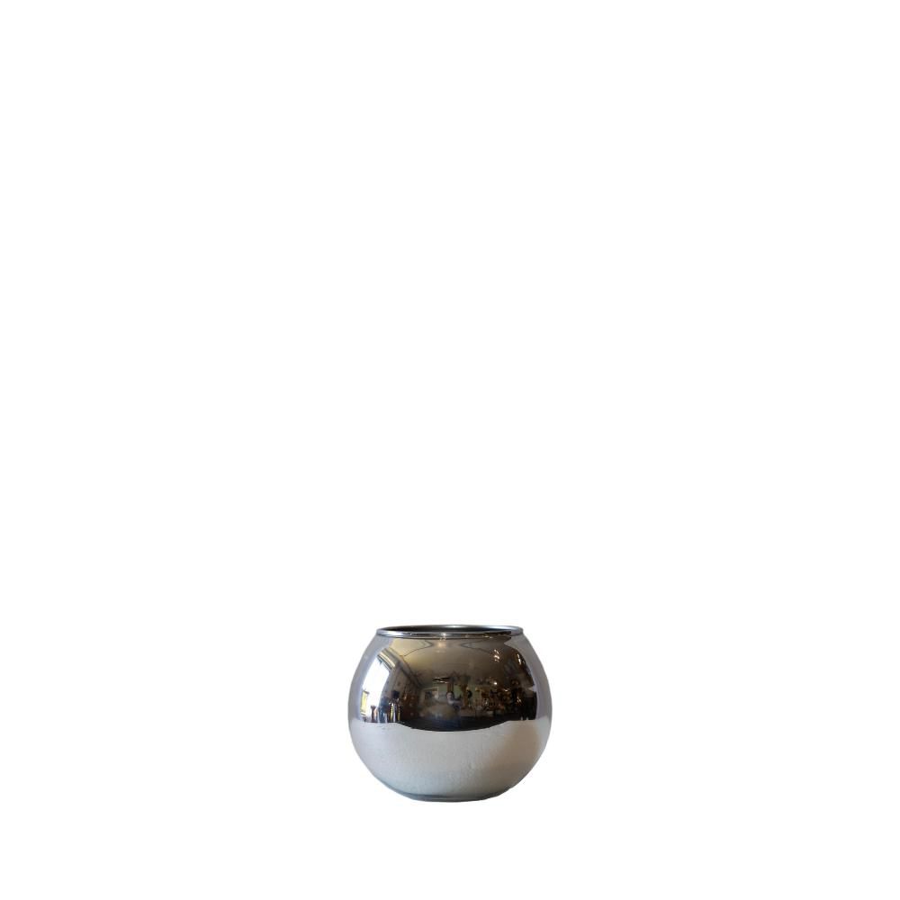 BOWL VETRO D.12 CM H.10CM SPECCHIO ARGENTO
