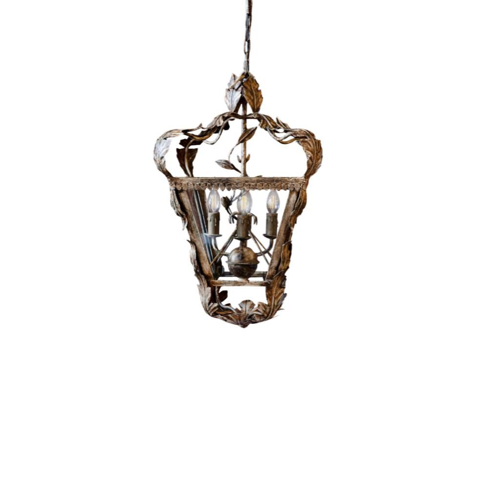 LAMPADARIO LANTERNA 3 LUCI FERRO BAT. D.40 H.72 ARNC/GLL INVECCH LAMPADARIO LANTERNA 3 LUCI FERRO BAT. D.40 H.72 ARNC/GLL INVECCH