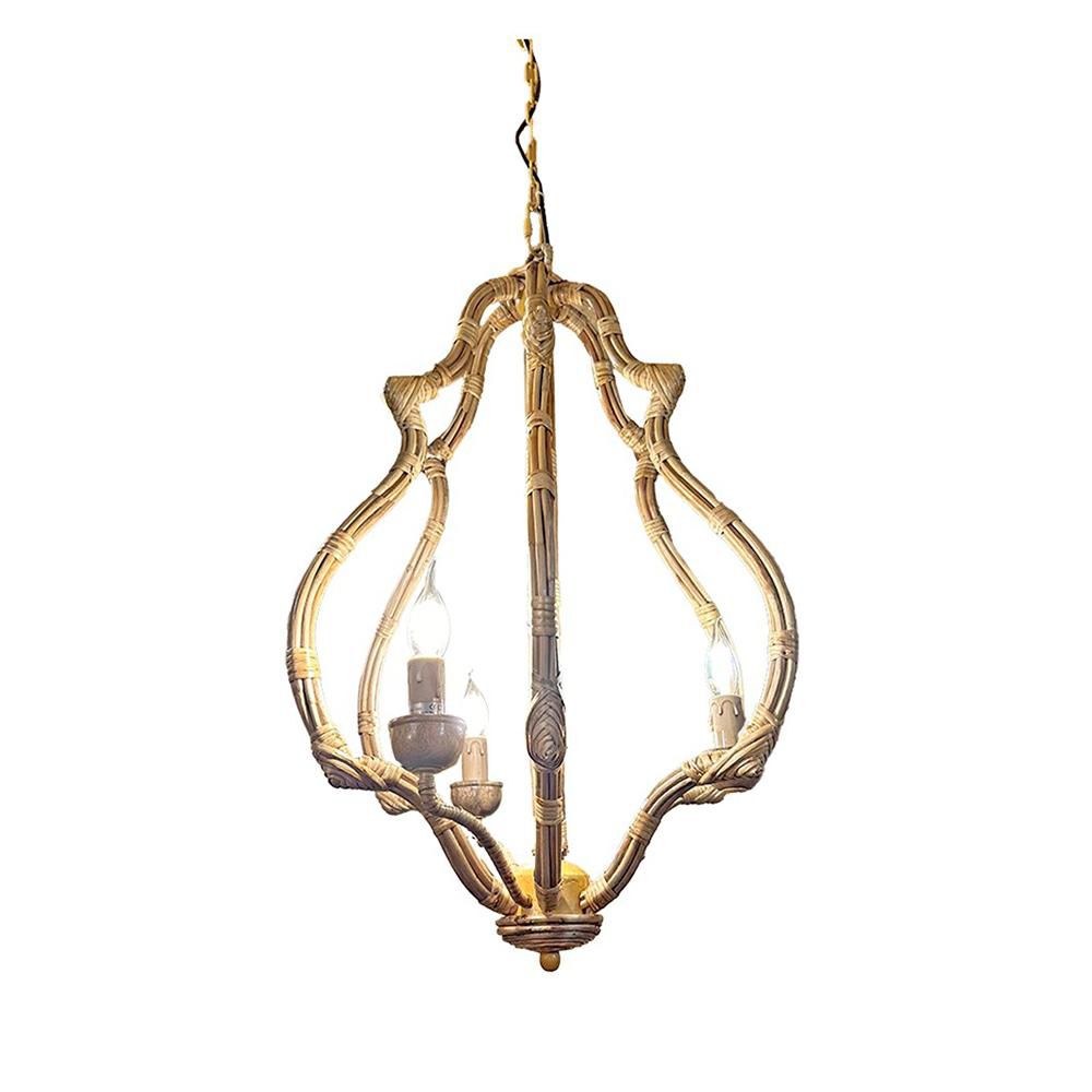 LAMPADARIO IN BAMBOO A 3 FUOCHI D.53 CM H.81 CM NATURALE