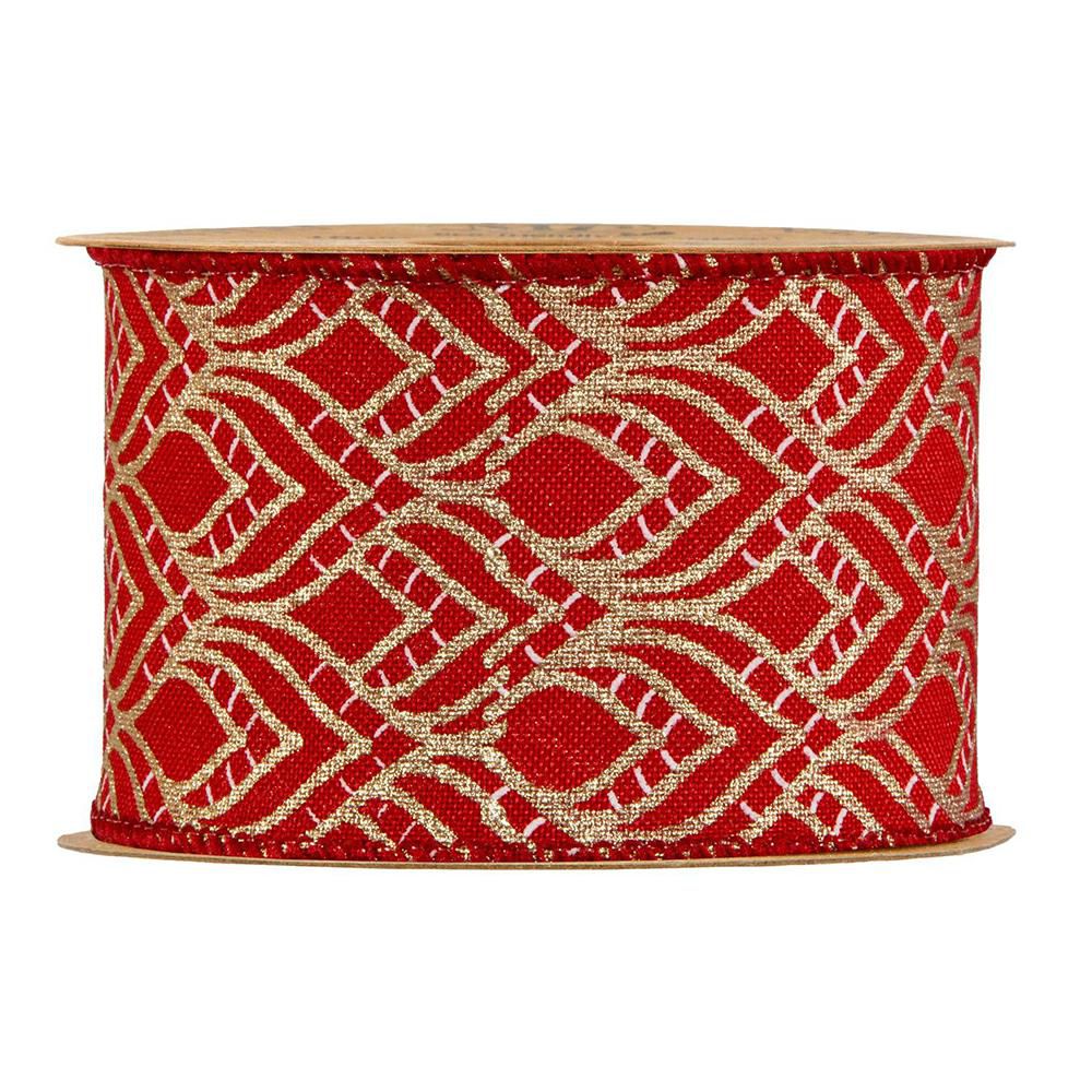 NASTRO CANVAS C/BORDO ANIMATO -OVALS WAVES- 63MM 10MT ROSSO/ORO NASTRO CANVAS C/BORDO ANIMATO -OVALS WAVES- 63MM 10MT ROSSO/ORO