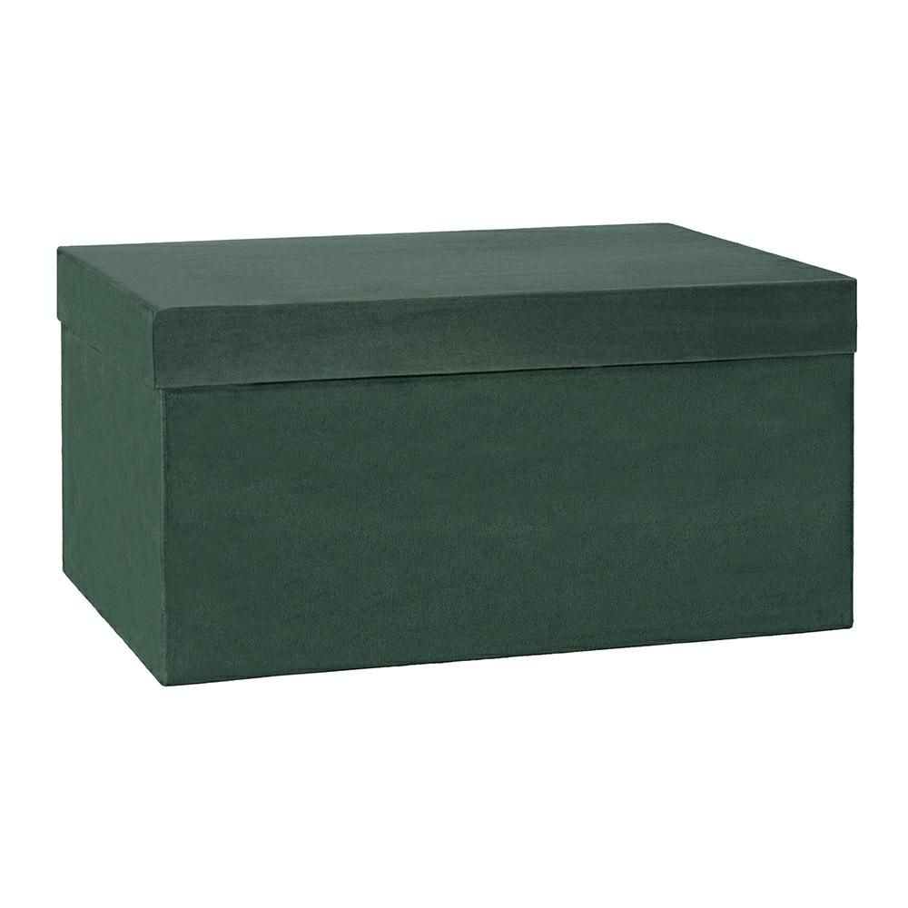 SET 3 SCATOLE VELLUTO 47-43-40,5X33-31-28 H.23,5-22-20 CM VERDE