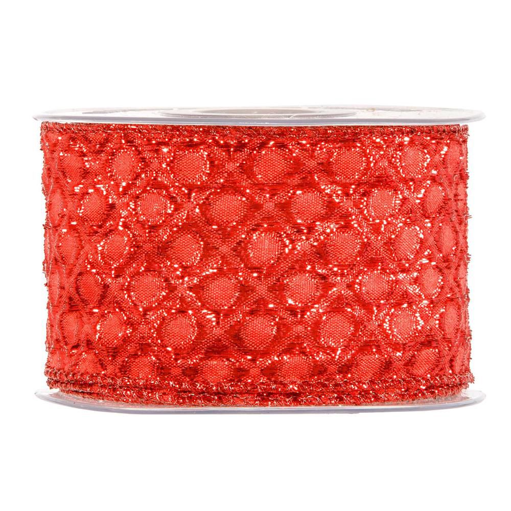 NASTRO LUREX C/BORDO ANIMATO -ALABASTER- 6,3CM 10MT ROSSO