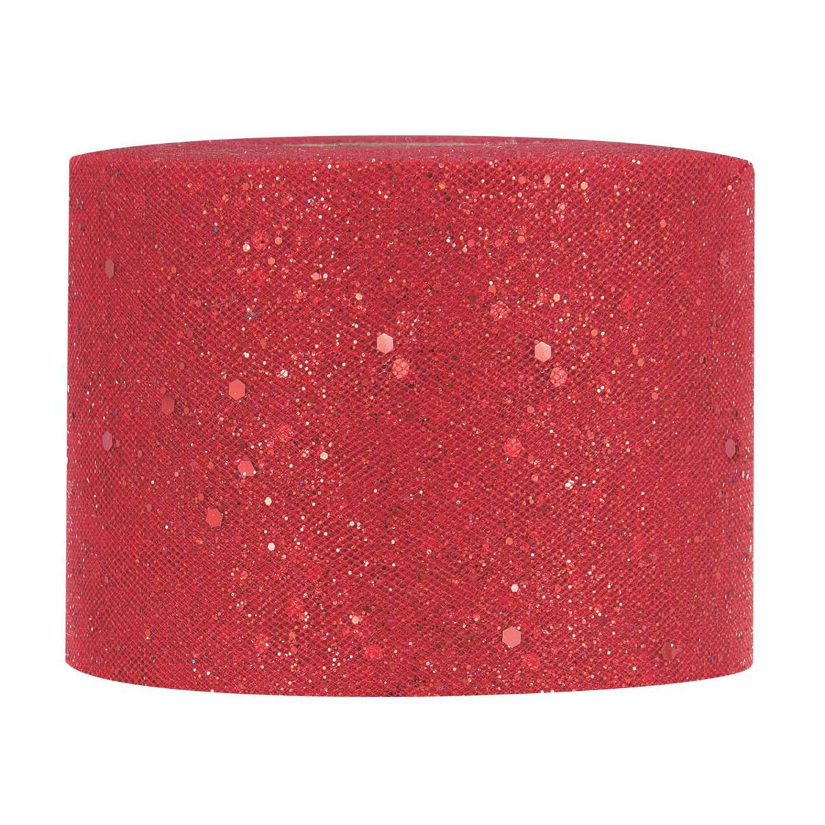 TULLE BRILLANTE H.7 CM 50 MT C/GLITTER ROSSO PV TULLE BRILLANTE H.7 CM 50 MT C/GLITTER ROSSO PV