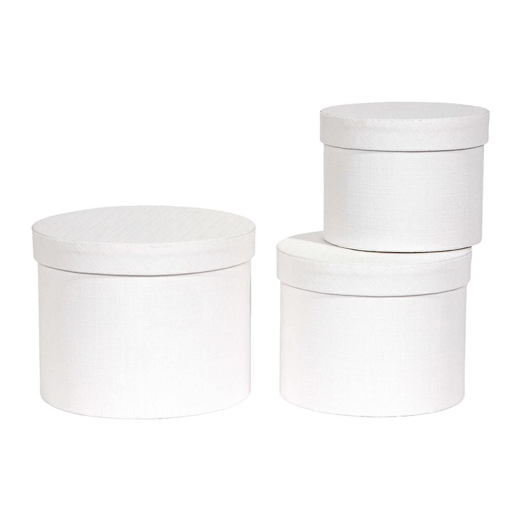 SET 3 SCATOLE CANVAS D.18,3-16-13,7 CM H.14,5-13-11 CM BIANCO SET 3 SCATOLE CANVAS D.18,3-16-13,7 CM H.14,5-13-11 CM BIANCO