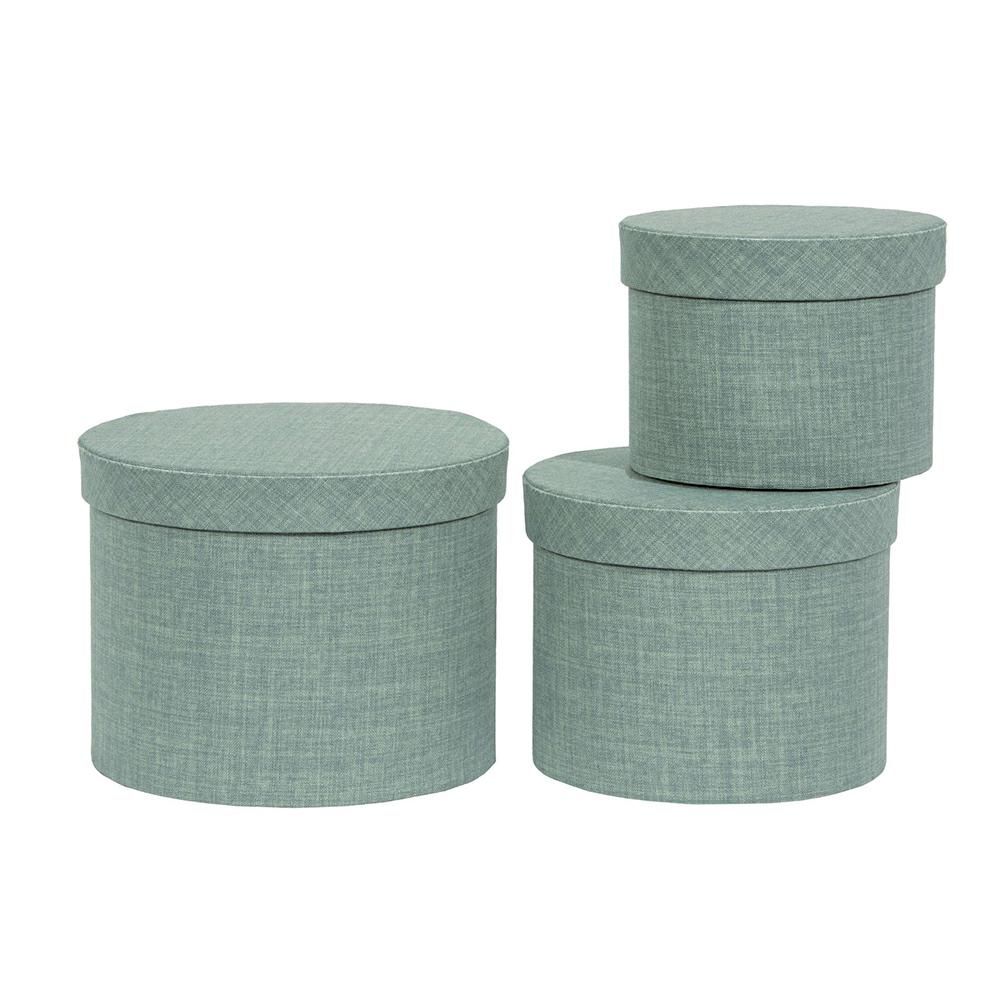 SET 3 SCATOLE CANVAS D.18,3-16-13,7 CM H.14,5-13-11 CM VERDE SET 3 SCATOLE CANVAS D.18,3-16-13,7 CM H.14,5-13-11 CM VERDE