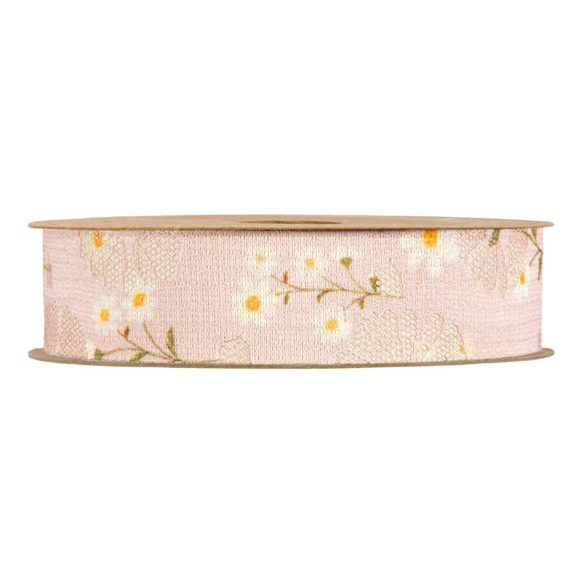 NASTRO RASO E TELA C/MARGHERITE 25MM 10MT ROSA/BIANCO NASTRO RASO E TELA C/MARGHERITE 25MM 10MT ROSA/BIANCO