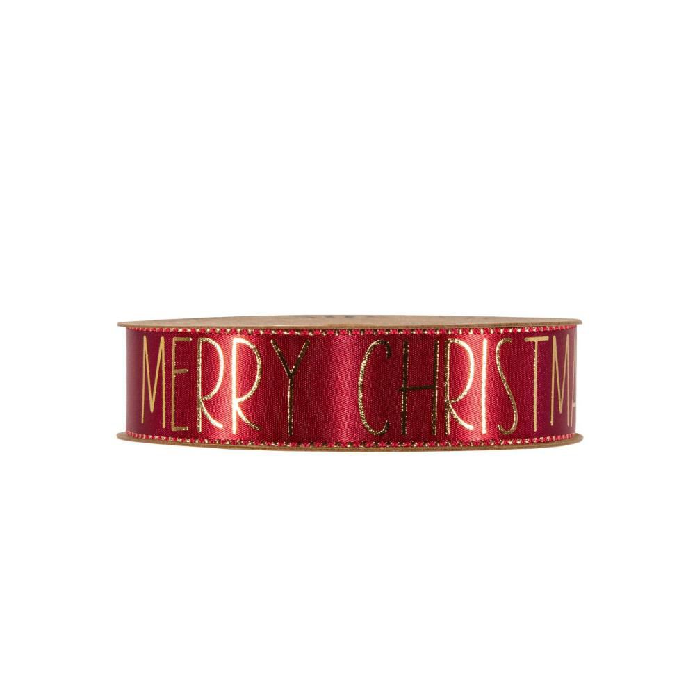 NASTRO RASO -BUON NATALE- 25MM 15MT ROSSO/ORO