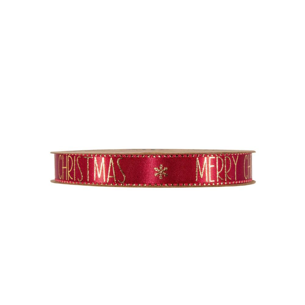 NASTRO RASO -BUON NATALE- 15MM 15MT ROSSO/ORO