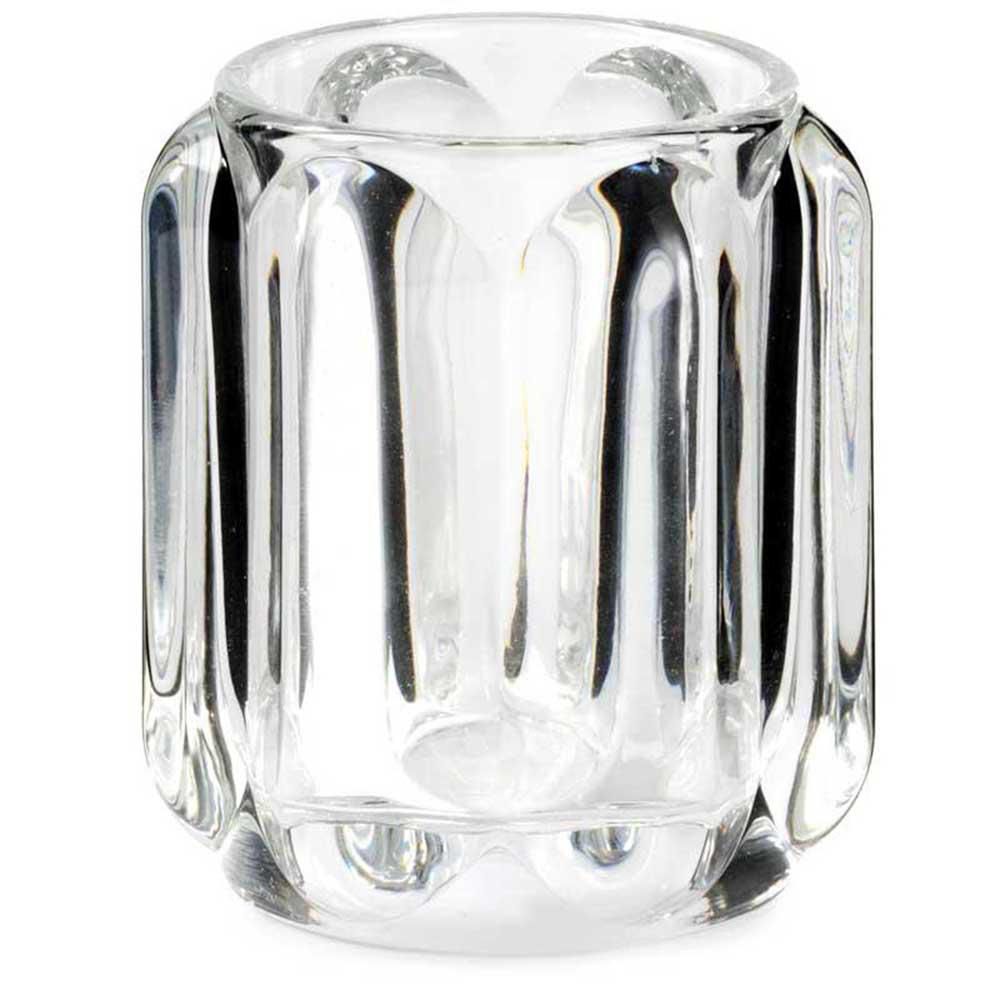 PORTATEALIGHT VETRO RIGATO D.8,4 CM H.9,4 CM TRASPARENTE