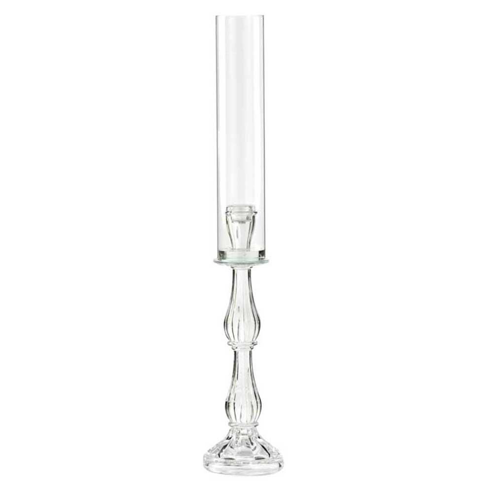 CANDELIERE C/PARAFIAMMAVETRO H.56 CM TRASPARENTE