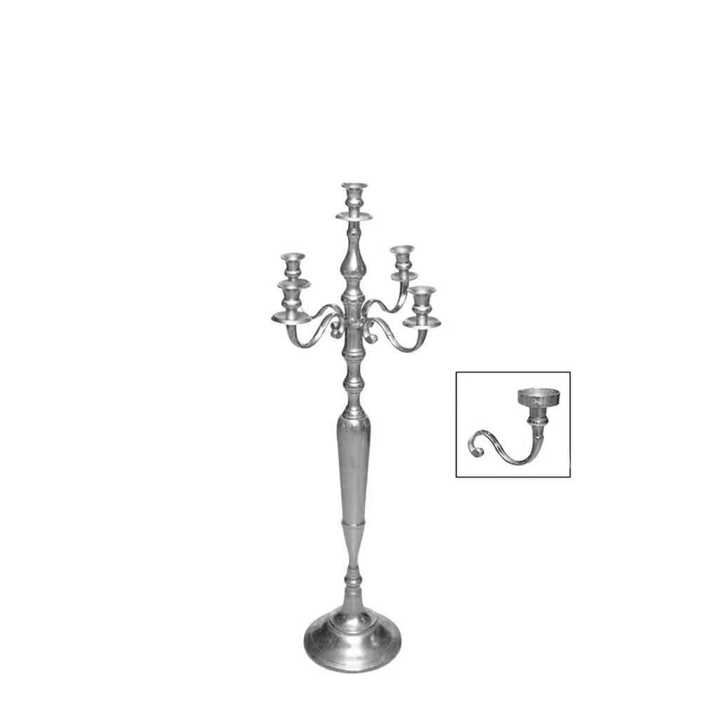 CANDELABRO ALLUMINIO 5 FUOCHI H.80 CM -MIRA- ARGENTO SATINATO CANDELABRO ALLUMINIO 5 FUOCHI H.80 CM -MIRA- ARGENTO SATINATO