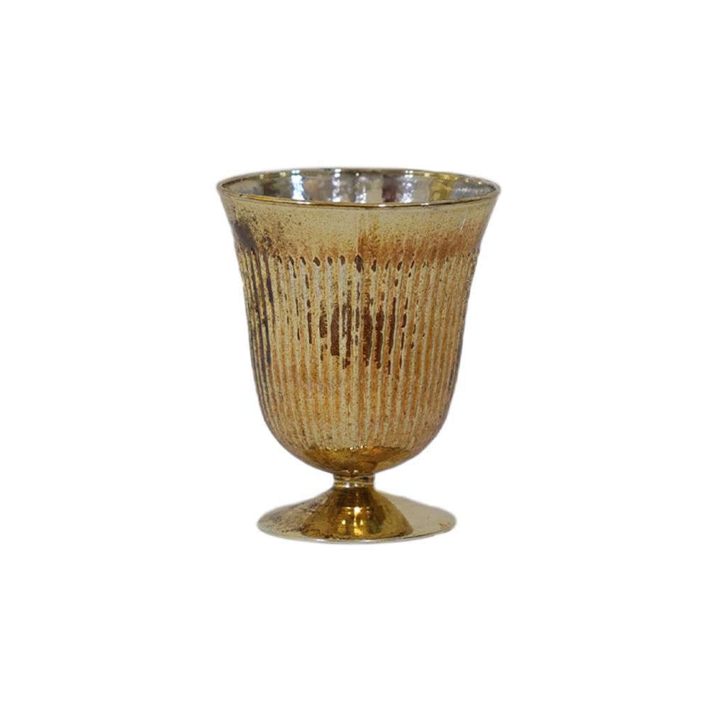 COPPA VETRO C/BASE D.10CM H.12 CM ORO ANTICATO/MERCURY