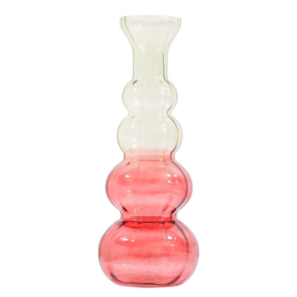 VASO VETRO D.11 CM H.30CM VERDE/ROSA VASO VETRO D.11 CM H.30CM VERDE/ROSA