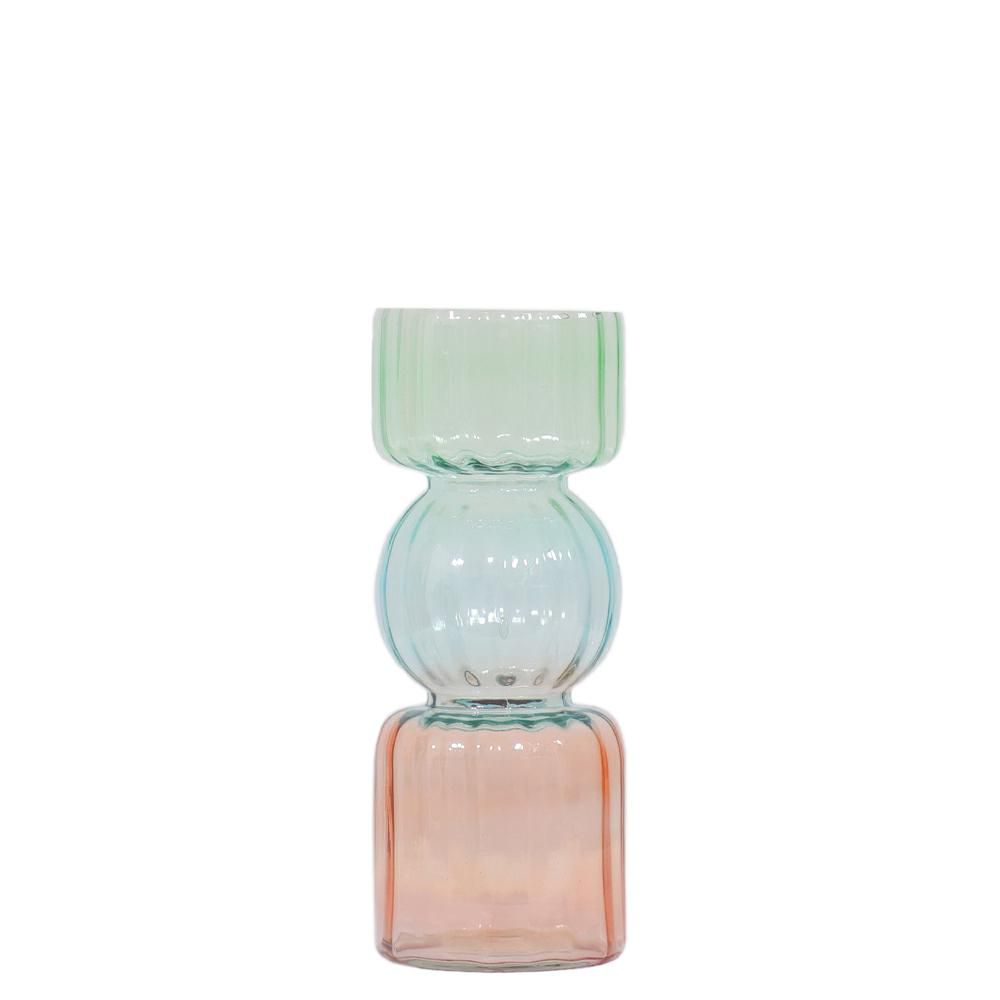 VASO VETRO D.7,5 CM H.20 CM (M) VERDE/AZZURRO/ROSA