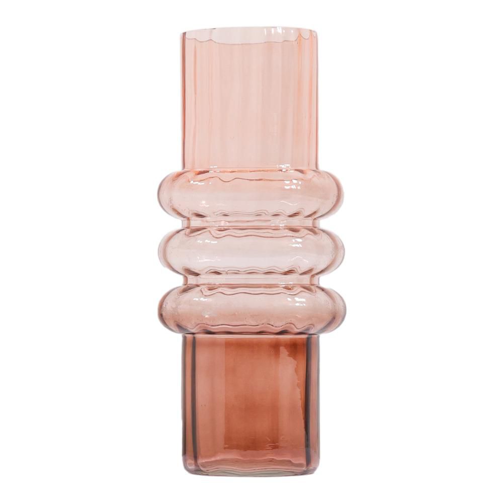 VASO VETRO D.12 CM H.29CM ROSA/MARRONE VASO VETRO D.12 CM H.29CM ROSA/MARRONE