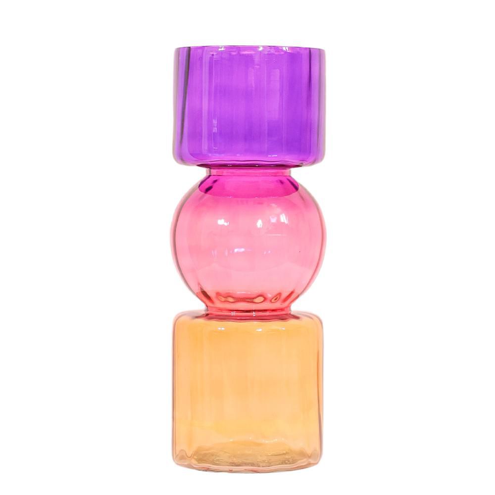 VASO VETRO D.12 CM H.29CM VIOLA/ROSA/AMBRA VASO VETRO D.12 CM H.29CM VIOLA/ROSA/AMBRA