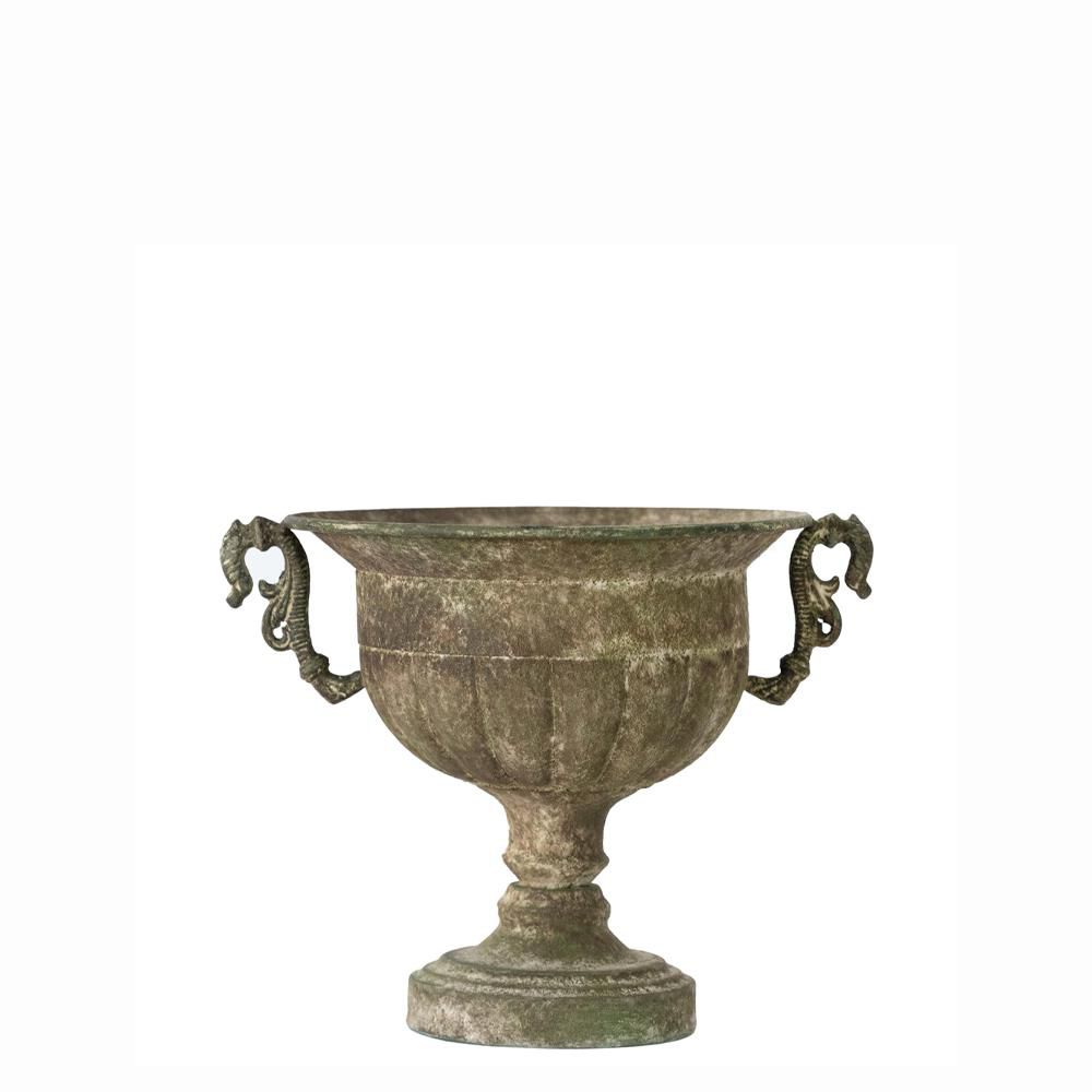 COPPA METALLO C/MANICI 26X22,5 CM H.21 CM PATINA VERDE COPPA METALLO C/MANICI 26X22,5 CM H.21 CM PATINA VERDE