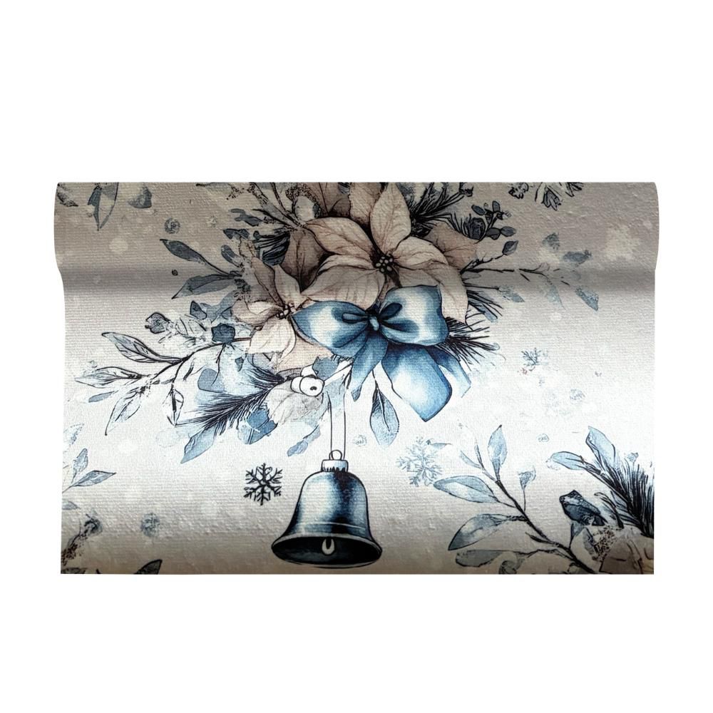 RUNNER VELLUTO CM 28X5 MT -FROSTY- BIANCO/BLU RUNNER VELLUTO CM 28X5 MT -FROSTY- BIANCO/BLU