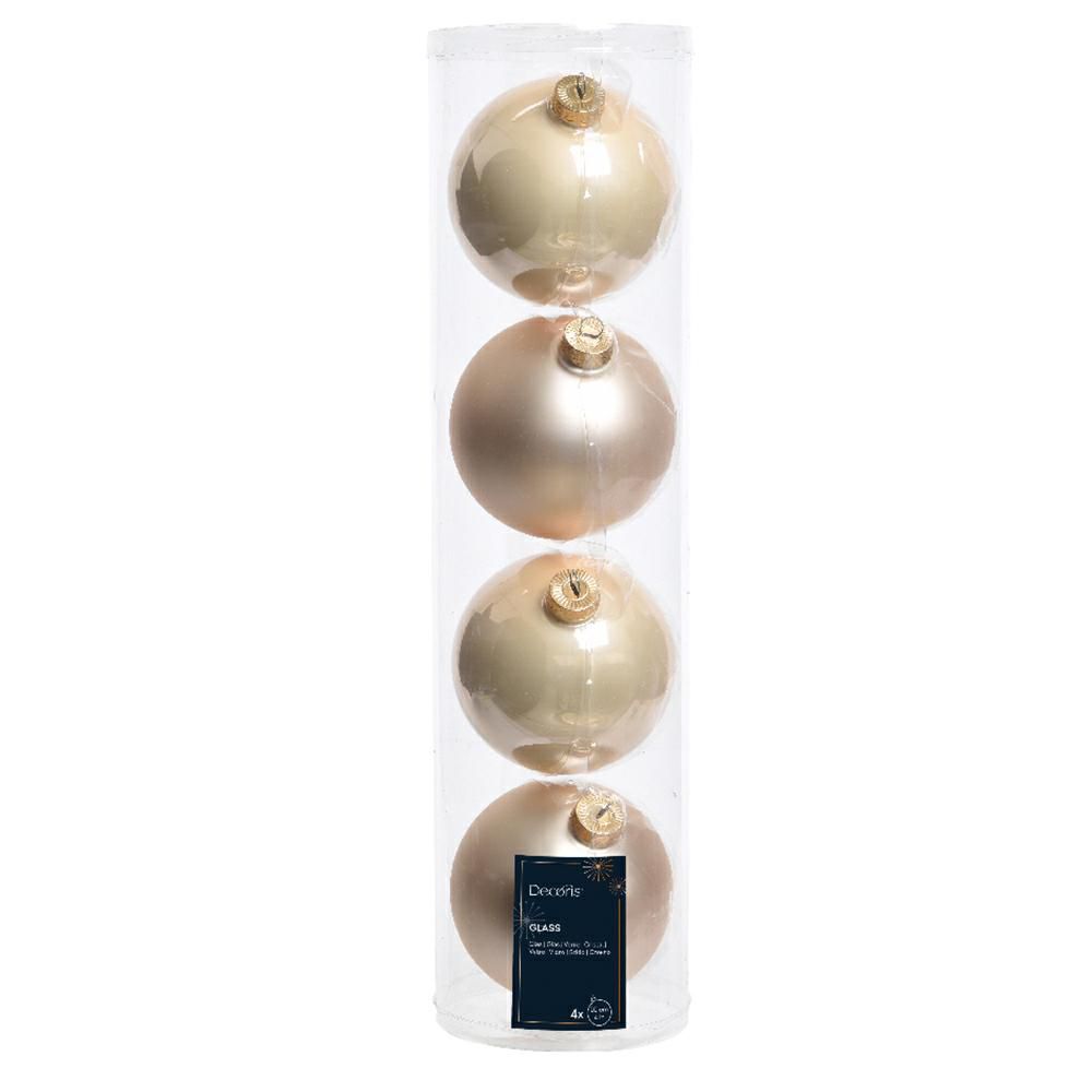 SET 4 SFERE VETRO MM.100 LUCIDO/SATINATO PERLA SET 4 SFERE VETRO MM.100 LUCIDO/SATINATO PERLA