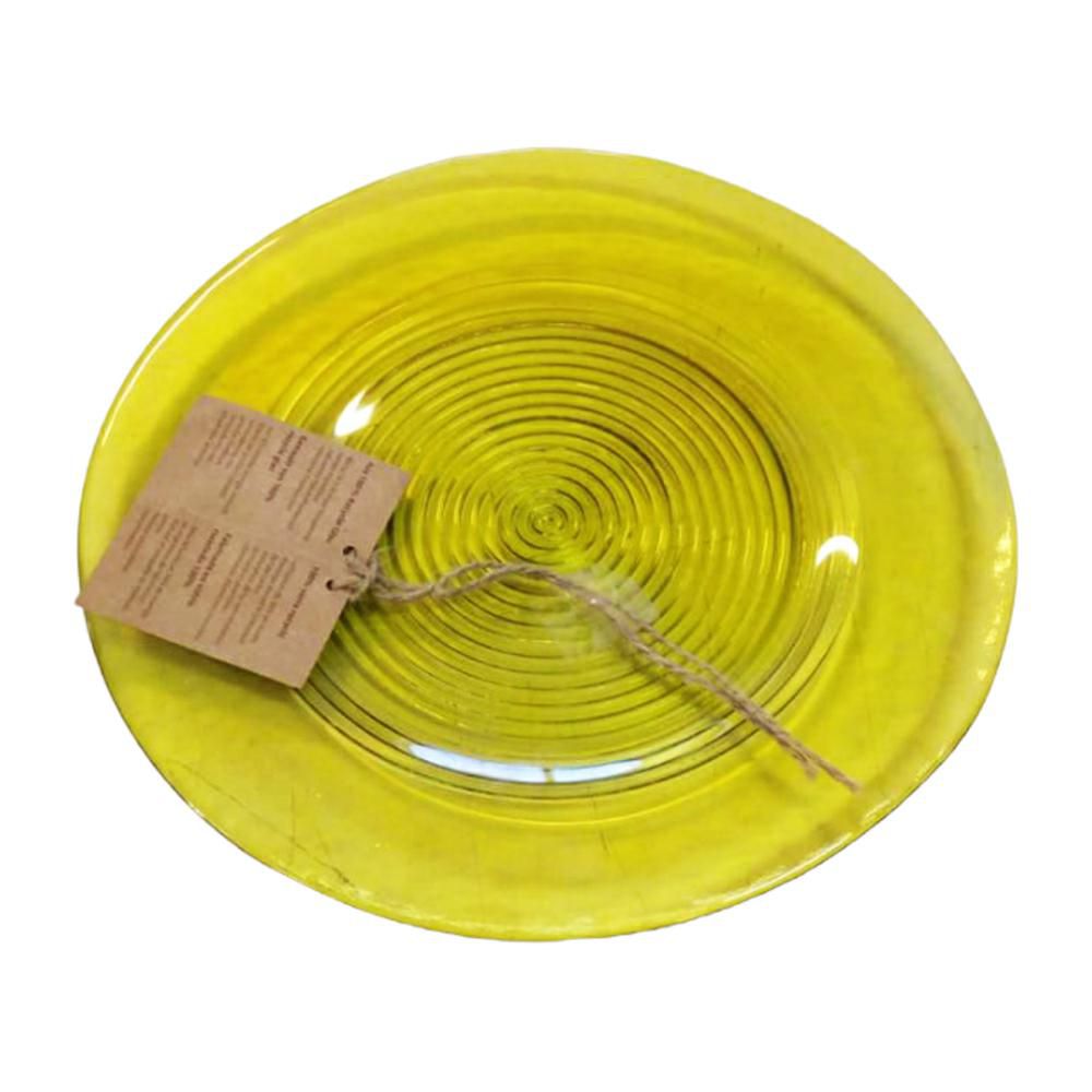 PIATTO VETRO RECYCLE D28X2 GIALLO