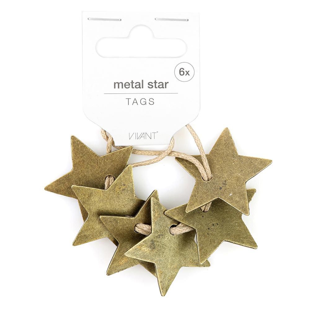 SET 6 TARGHETTE METALLO-STAR- OTTONE