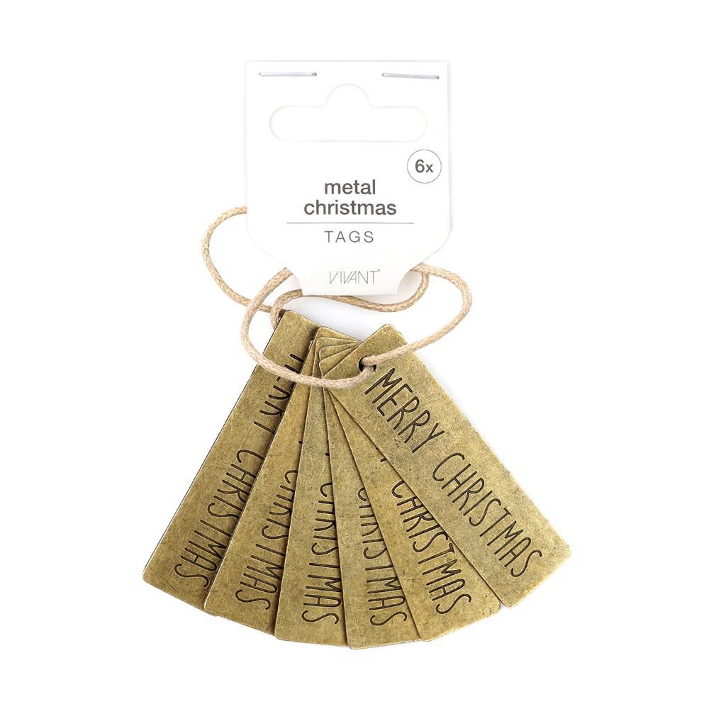 SET 6 TARGHETTE METALLO-MERRY CHRISTMAS- OTTONE SET 6 TARGHETTE METALLO-MERRY CHRISTMAS- OTTONE