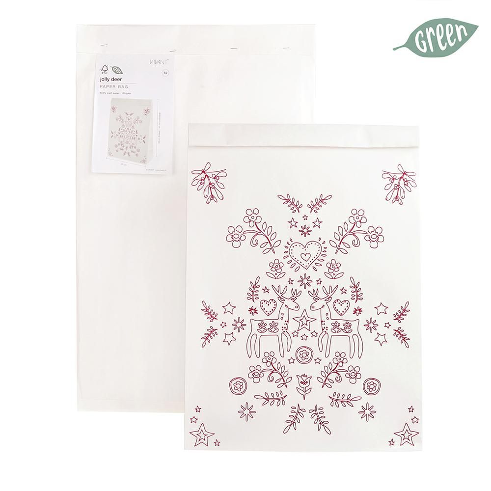 SHOPPERS CARTA -JOLLY DEER- 45X28 H.12 CM PZ.5 BIANCO/ROSSO SHOPPERS CARTA -JOLLY DEER- 45X28 H.12 CM PZ.5 BIANCO/ROSSO