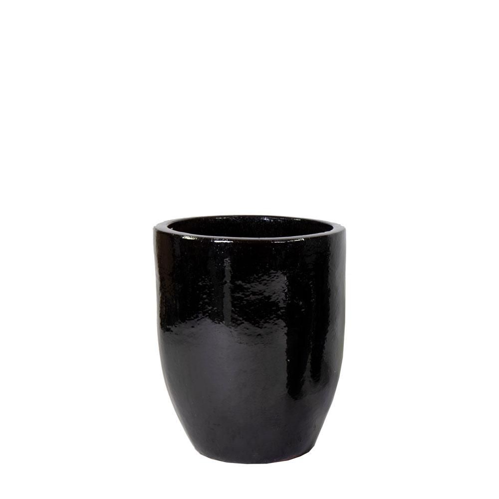 VASO CERAMICA D.35 CM H.44 CM -EGG- NERO LUCIDO