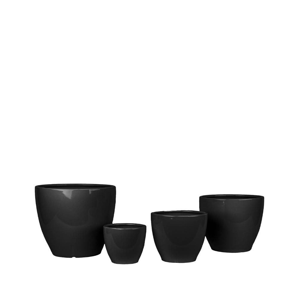 SET 4 VASI CERAMICA D.15-20,5-25,5-30,5 H.13-17-21,5-26 EGG NERO