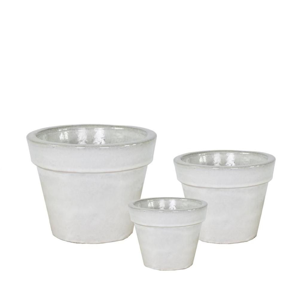 SET 3 VASI CERAMICA D.18-27-38 H.16-20-30 CM BIANCO