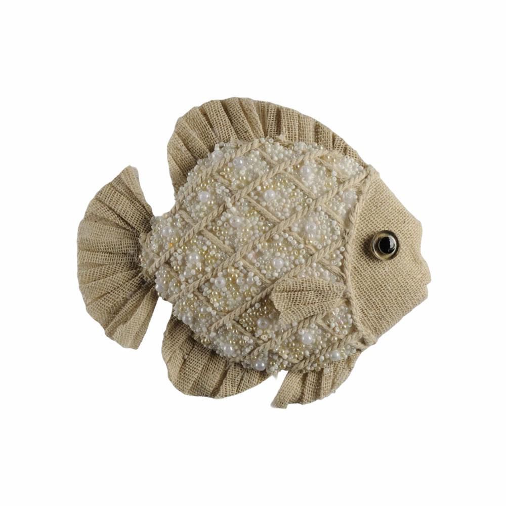 PESCE JUTA D/APP.C/PERLINE 12X10CM. NATURALE
