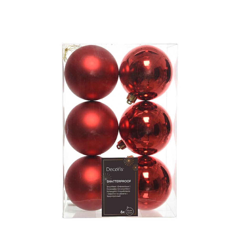 SET 6 SFERE POLY MM.80 ASS. LUCIDO/SATINATO ROSSO SET 6 SFERE POLY MM.80 ASS. LUCIDO/SATINATO ROSSO
