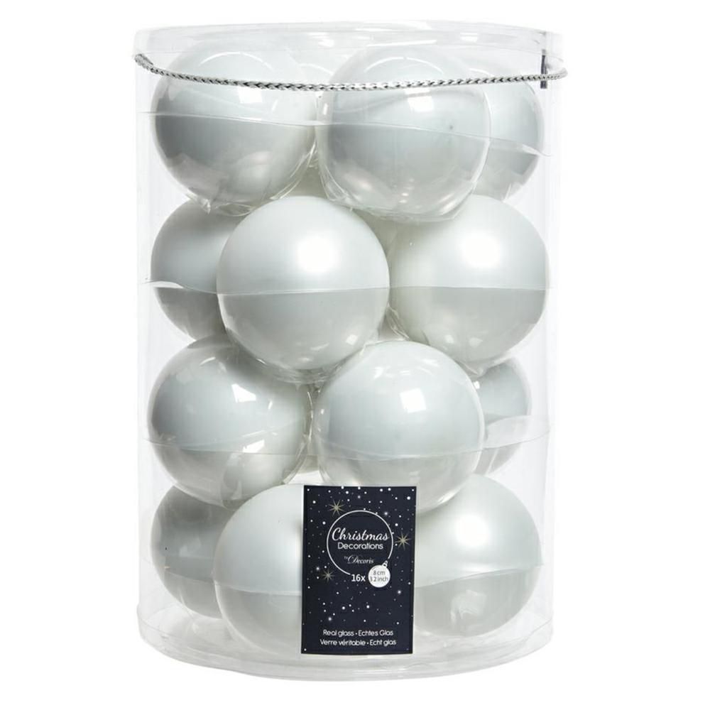 SET 16 SFERE VETRO MM.80 LUCIDO/SATINATO BIANCO PERLA SET 16 SFERE VETRO MM.80 LUCIDO/SATINATO BIANCO PERLA